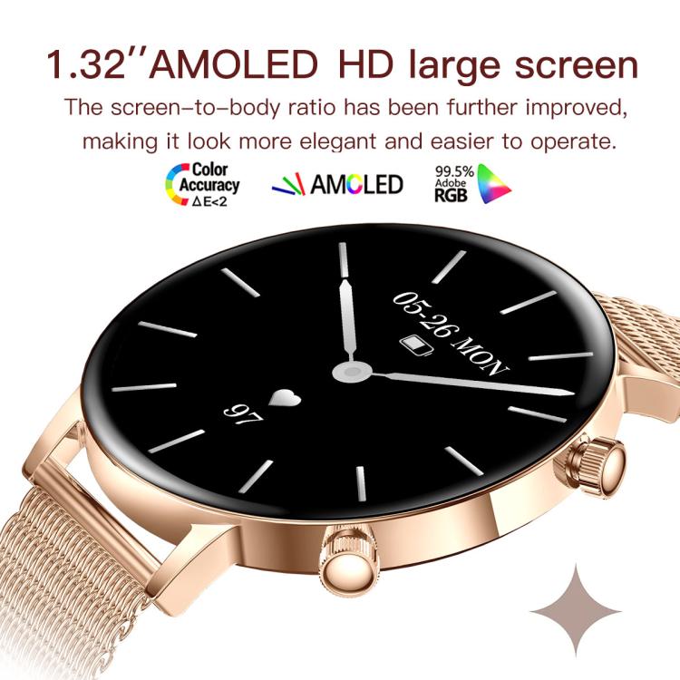 QS03 1.32-inch AMOLED Display Women Smart Watch Supports Health Monitoring