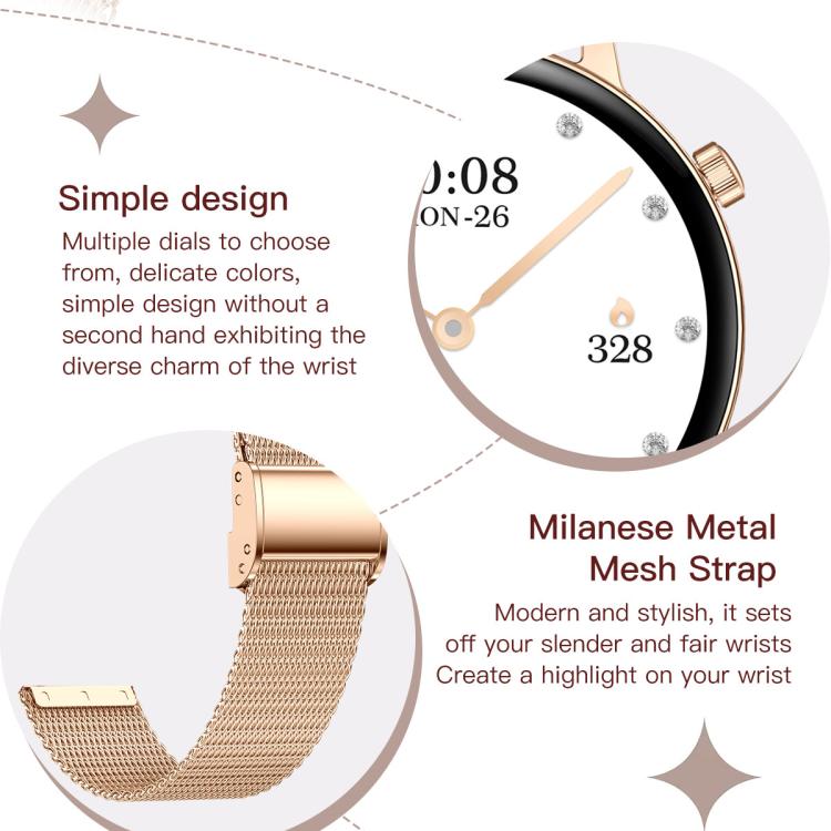 QS03 1.32-inch AMOLED Display Women Smart Watch Supports Health Monitoring