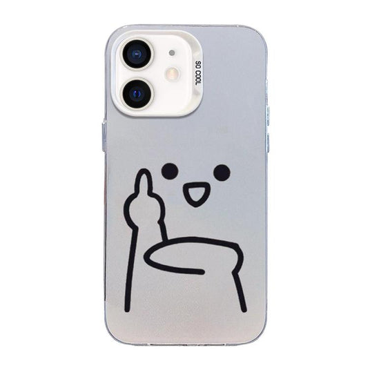 Little Man Gestures Colored Silver Frosted PC Hybrid TPU Phone Case, For iPhone 12 mini, For iPhone 11 Pro Max, For iPhone 11, For iPhone 11 Pro, For iPhone X / XS, For iPhone XS Max, For iPhone 8 Plus / 7 Plus
