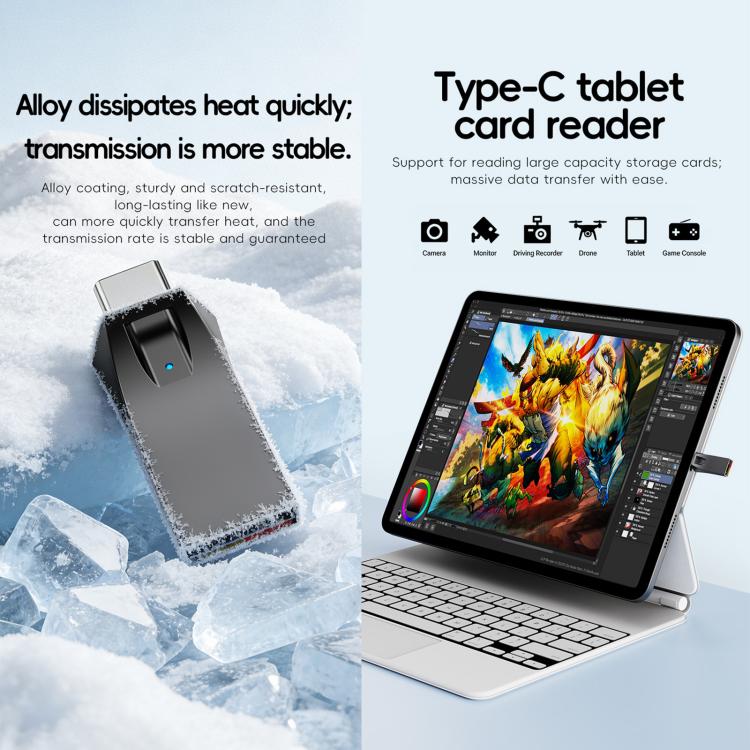 Adaptateur de lecteur de carte SD Mini Type-C, ne prend pas en charge les cartes TF