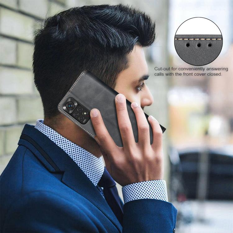 Solid Color Calfskin Texture RFID Vegan Leather Phone Case, For Redmi Note 11 / 11S / 12S Global, For Redmi Note 12 4G Global, For Redmi Note 12 Pro+ Global, For Redmi Note 12 Pro Global / Poco X5 Pro, For Redmi Note 12 5G Global / Poco X5             ...