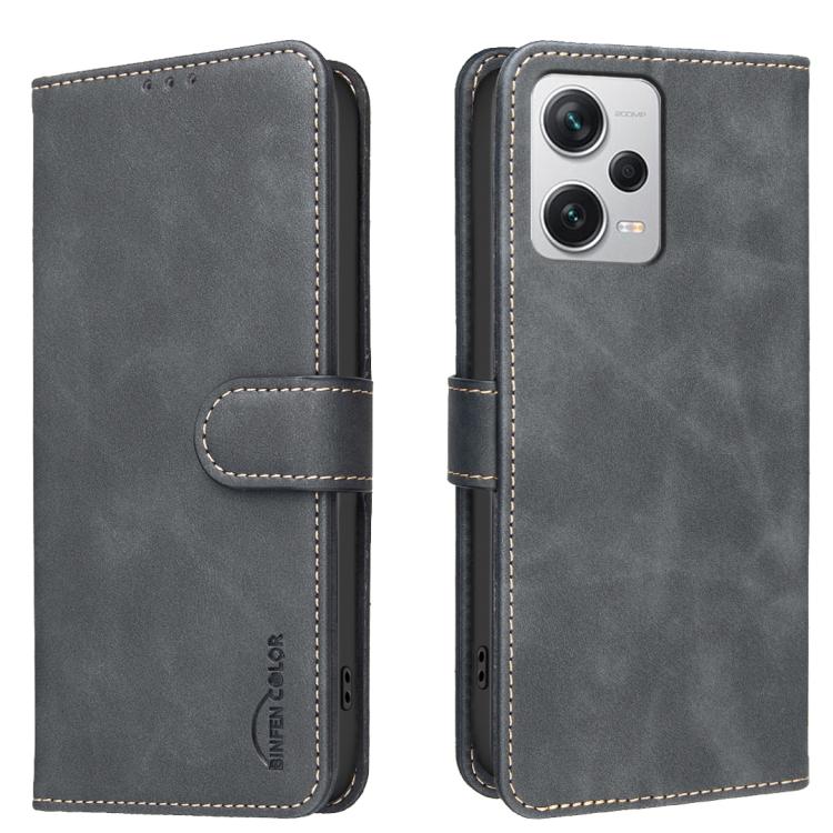 Solid Color Calfskin Texture RFID Vegan Leather Phone Case, For Redmi Note 11 / 11S / 12S Global, For Redmi Note 12 4G Global, For Redmi Note 12 Pro+ Global, For Redmi Note 12 Pro Global / Poco X5 Pro, For Redmi Note 12 5G Global / Poco X5             ...