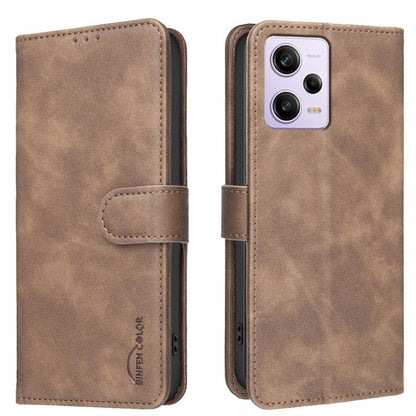 Solid Color Calfskin Texture RFID Vegan Leather Phone Case, For Redmi Note 11 / 11S / 12S Global, For Redmi Note 12 4G Global, For Redmi Note 12 Pro+ Global, For Redmi Note 12 Pro Global / Poco X5 Pro, For Redmi Note 12 5G Global / Poco X5             ...