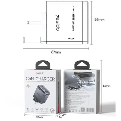 Yesido YC147 65W Mecha GaN Three-port Fast Charger, YC147