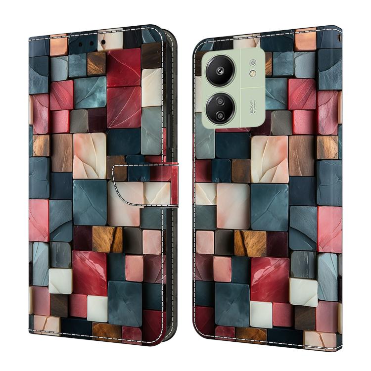 Crystal-Like Painted Vegan Leather Phone Case, For Redmi Note 13 Pro 4G, For Redmi Note 13 4G, For Redmi 13C 4G 5G, For Redmi K70E / Poco X6 Pro, For Redmi Note 13 5G, For Redmi Note 13 Pro+, For Redmi Note 13 Pro 5G