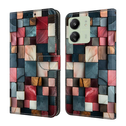 Crystal-Like Painted Vegan Leather Phone Case, For Redmi Note 13 Pro 4G, For Redmi Note 13 4G, For Redmi 13C 4G 5G, For Redmi K70E / Poco X6 Pro, For Redmi Note 13 5G, For Redmi Note 13 Pro+, For Redmi Note 13 Pro 5G