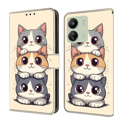 Crystal-Like Painted Vegan Leather Phone Case, For Redmi Note 13 Pro 4G, For Redmi Note 13 4G, For Redmi 13C 4G 5G, For Redmi K70E / Poco X6 Pro, For Redmi Note 13 5G, For Redmi Note 13 Pro+, For Redmi Note 13 Pro 5G