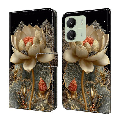 Crystal-Like Painted Vegan Leather Phone Case, For Redmi Note 13 Pro 4G, For Redmi Note 13 4G, For Redmi 13C 4G 5G, For Redmi K70E / Poco X6 Pro, For Redmi Note 13 5G, For Redmi Note 13 Pro+, For Redmi Note 13 Pro 5G