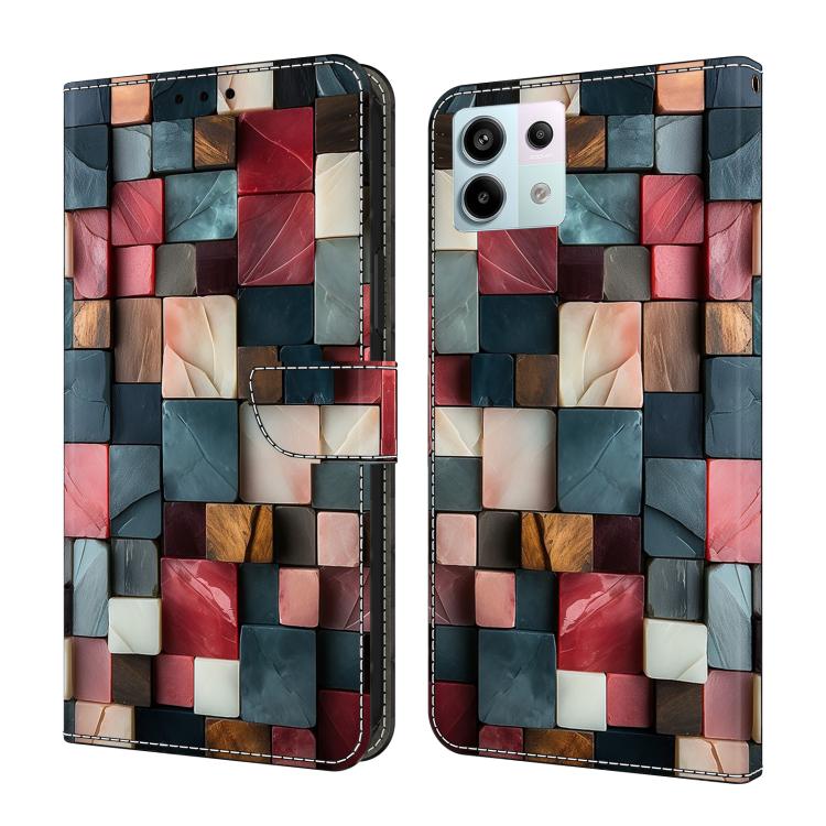 Crystal-Like Painted Vegan Leather Phone Case, For Redmi Note 13 Pro 4G, For Redmi Note 13 4G, For Redmi 13C 4G 5G, For Redmi K70E / Poco X6 Pro, For Redmi Note 13 5G, For Redmi Note 13 Pro+, For Redmi Note 13 Pro 5G