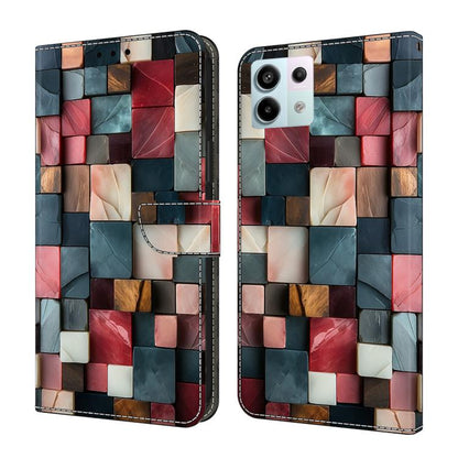 Crystal-Like Painted Vegan Leather Phone Case, For Redmi Note 13 Pro 4G, For Redmi Note 13 4G, For Redmi 13C 4G 5G, For Redmi K70E / Poco X6 Pro, For Redmi Note 13 5G, For Redmi Note 13 Pro+, For Redmi Note 13 Pro 5G