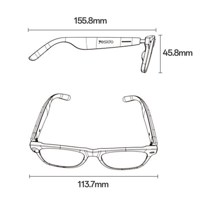 Yesido IO38 Smart Audio Glasses, Bluetooth-Compatible 5.0 Sunglasses with Hi-Fi Sound, Hands-Free Calling, Magnetic Charging & Long Battery Life, IO38