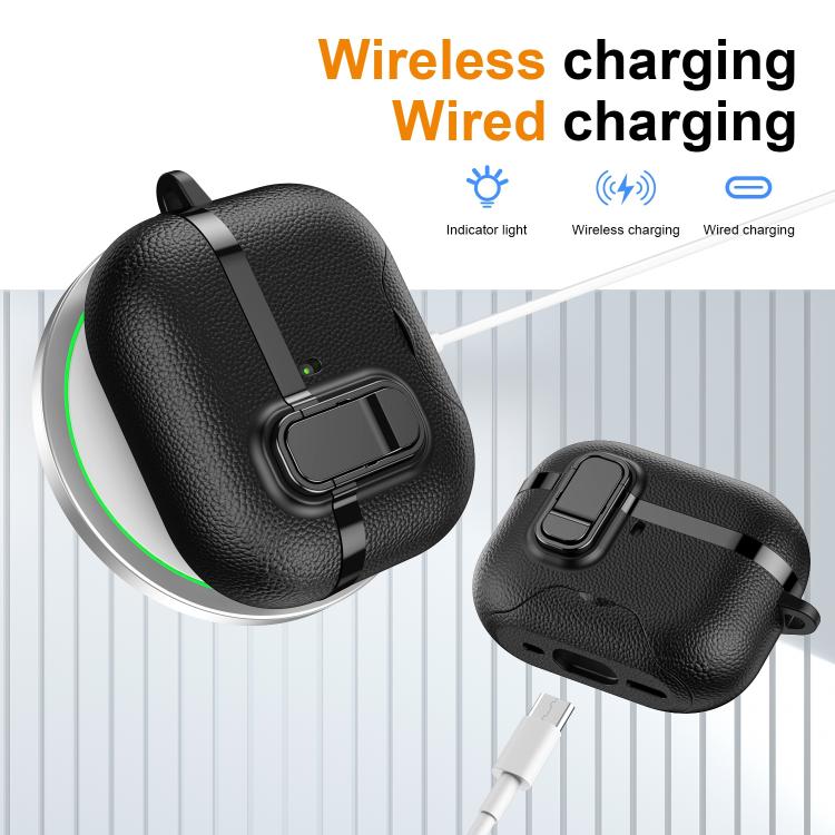 Hidden Stand Electroplated Vegan Leather Texture Wireless Earphones Protective Case, For AirPods Pro 3, For AirPods Pro 2, For AirPods Pro
