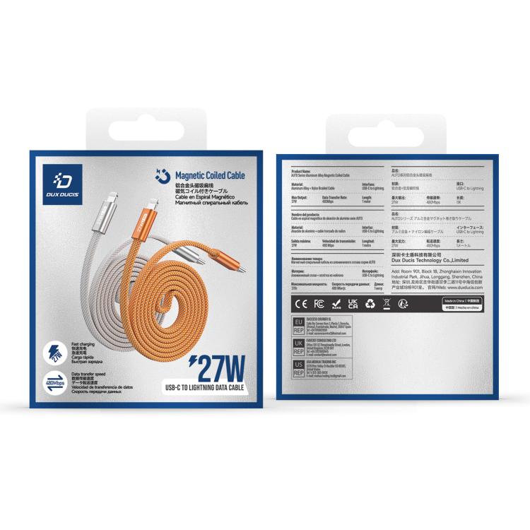 DUX DUCIS AUTO Series 27W Type-C to 8 Pin Magnetic Nylon Braided Data Cable, Length: 1m, Type-C to 8 Pin