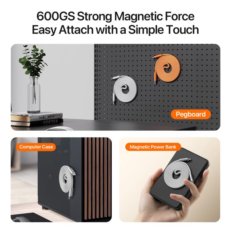 DUX DUCIS AUTO Series 27W Type-C to 8 Pin Magnetic Nylon Braided Data Cable, Length: 1m, Type-C to 8 Pin