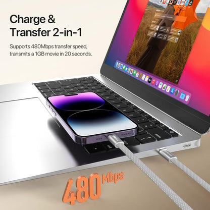 DUX DUCIS AUTO Series 27W Type-C to 8 Pin Magnetic Nylon Braided Data Cable, Length: 1m, Type-C to 8 Pin