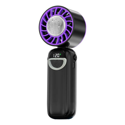 S-11 Ventilateur portable pliable avec bandeau cervical, affichage LED et glace