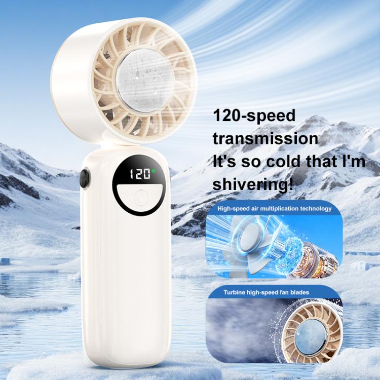 S-11 Ventilateur portable pliable avec bandeau cervical, affichage LED et glace