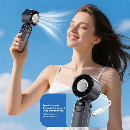 S-11 Ventilateur portable pliable avec bandeau cervical, affichage LED et glace