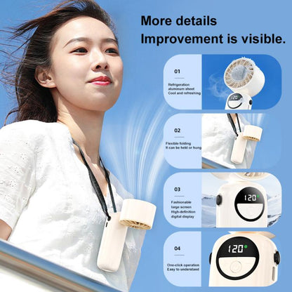 S-11 Ventilateur portable pliable avec bandeau cervical, affichage LED et glace
