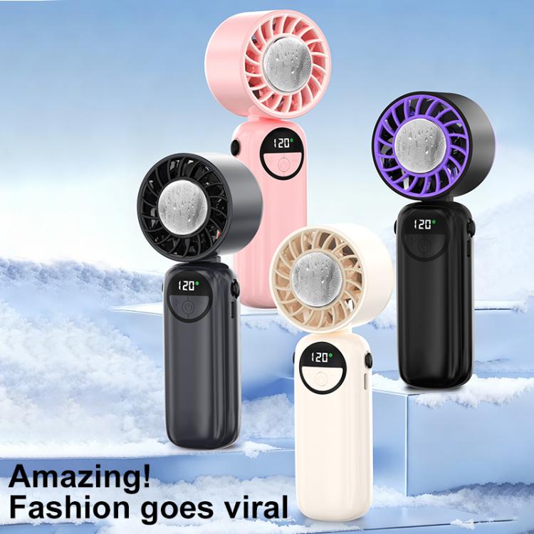 S-11 Ventilateur portable pliable avec bandeau cervical, affichage LED et glace