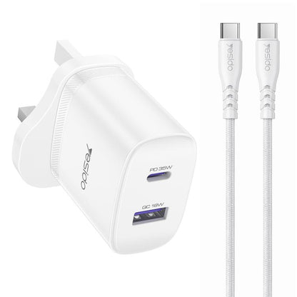 Yesido PD35W Type-C, USB Fast Charger Kit with Type-C to Type-C Cable, US Plug, EU Plug, UK Plug