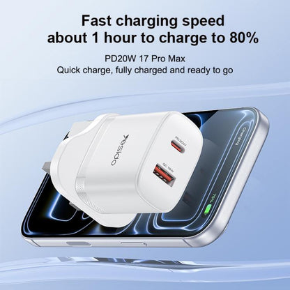Yesido YC152 PD20W USB-C / Type-C and QC18W USB-A Dual Ports Charger Set with Type-C to Type-C Cable, YC152