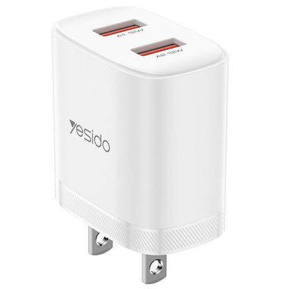 Yesido YC17U 12W 2.4A USB Dual Ports Charger Set with 1m USB to Type-C Data Cable, YC17U