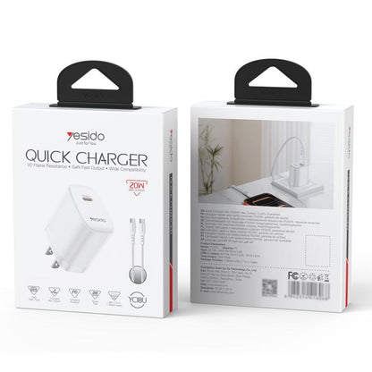Yesido YC18U PD20W Type-C Charger Set with 1m Type-C to Type-C Data Cable, YC18U