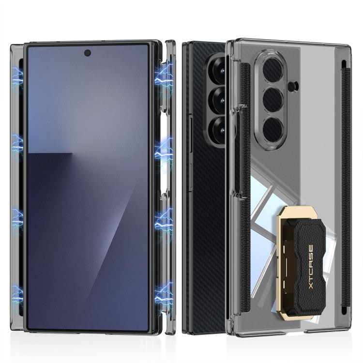 GKK Double Magnetic Hinge Folding Full Coverage Phone Case with Supercar Wristband Rotating Holder, For Samsung Galaxy Z TriFold