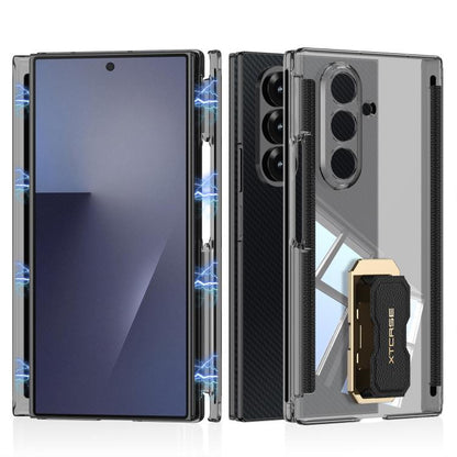GKK Double Magnetic Hinge Folding Full Coverage Phone Case with Supercar Wristband Rotating Holder, For Samsung Galaxy Z TriFold