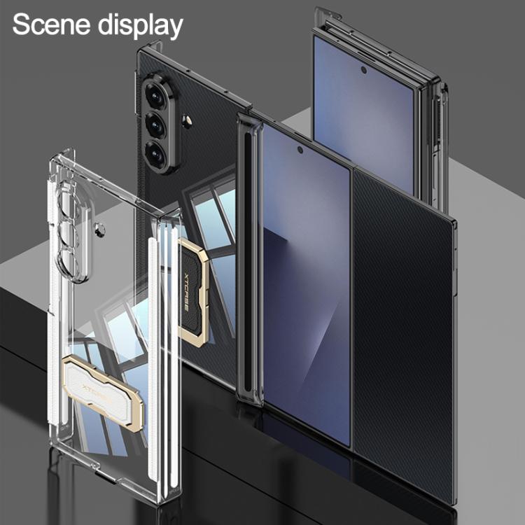 GKK Double Magnetic Hinge Folding Full Coverage Phone Case with Supercar Wristband Rotating Holder, For Samsung Galaxy Z TriFold