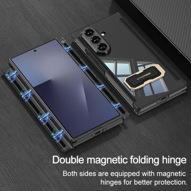 GKK Double Magnetic Hinge Folding Full Coverage Phone Case with Supercar Wristband Rotating Holder, For Samsung Galaxy Z TriFold