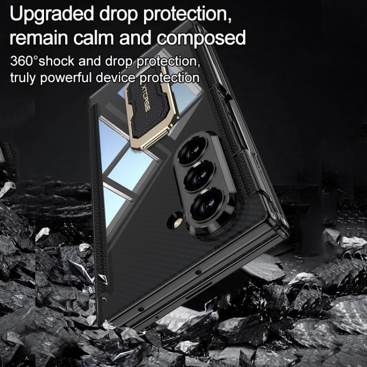 GKK Double Magnetic Hinge Folding Full Coverage Phone Case with Supercar Wristband Rotating Holder, For Samsung Galaxy Z TriFold