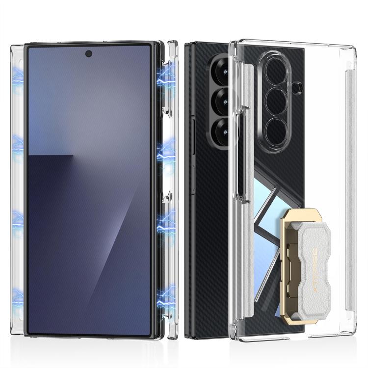 GKK Double Magnetic Hinge Folding Full Coverage Phone Case with Supercar Wristband Rotating Holder, For Samsung Galaxy Z TriFold