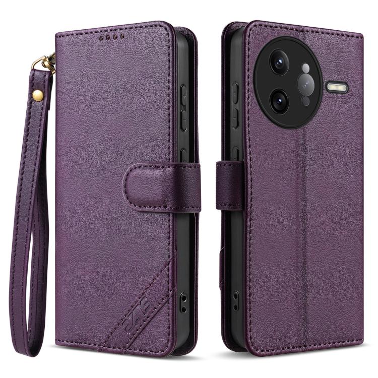 AZNS A2 Series Tri-Card Wallet RFID Vegan Leather Phone Case with Strap, For Redmi Turbo 5 Max 5G / Poco X8 Pro Max 5G, For Redmi Turbo 5 5G / Poco X8 Pro 5G, For Redmi K90, For Redmi K90 Pro Max, For Redmi Note 15 Pro+ 5G Global 163.3mm               ...