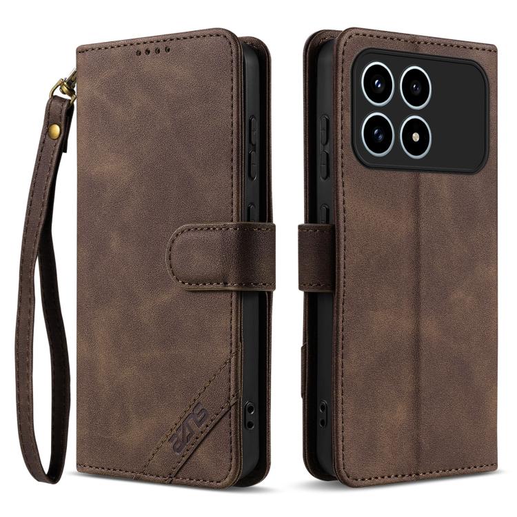 AZNS A2 Series Tri-Card Wallet RFID Vegan Leather Phone Case with Strap, For Redmi Turbo 5 Max 5G / Poco X8 Pro Max 5G, For Redmi Turbo 5 5G / Poco X8 Pro 5G, For Redmi K90, For Redmi K90 Pro Max, For Redmi Note 15 Pro+ 5G Global 163.3mm               ...