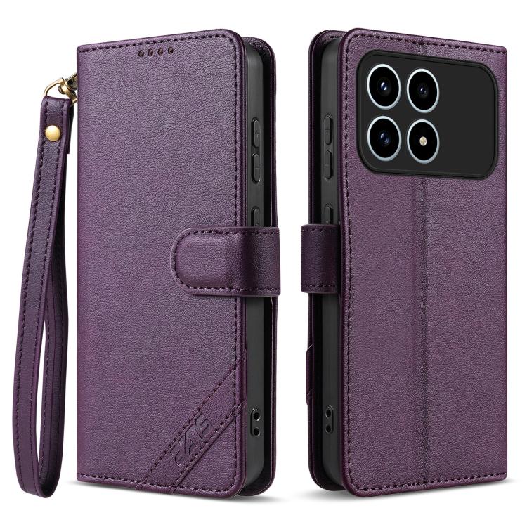 AZNS A2 Series Tri-Card Wallet RFID Vegan Leather Phone Case with Strap, For Redmi Turbo 5 Max 5G / Poco X8 Pro Max 5G, For Redmi Turbo 5 5G / Poco X8 Pro 5G, For Redmi K90, For Redmi K90 Pro Max, For Redmi Note 15 Pro+ 5G Global 163.3mm               ...