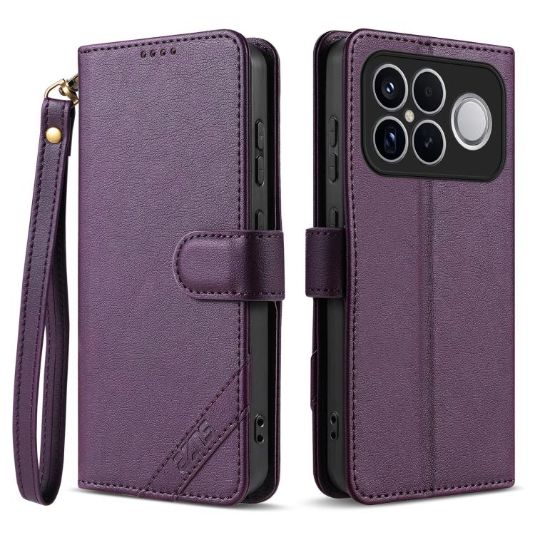 AZNS A2 Series Tri-Card Wallet RFID Vegan Leather Phone Case with Strap, For Redmi Turbo 5 Max 5G / Poco X8 Pro Max 5G, For Redmi Turbo 5 5G / Poco X8 Pro 5G, For Redmi K90, For Redmi K90 Pro Max, For Redmi Note 15 Pro+ 5G Global 163.3mm               ...