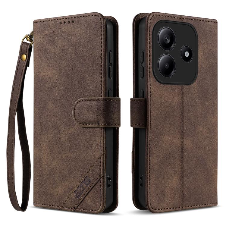 AZNS A2 Series Tri-Card Wallet RFID Vegan Leather Phone Case with Strap, For Redmi Turbo 5 Max 5G / Poco X8 Pro Max 5G, For Redmi Turbo 5 5G / Poco X8 Pro 5G, For Redmi K90, For Redmi K90 Pro Max, For Redmi Note 15 Pro+ 5G Global 163.3mm               ...
