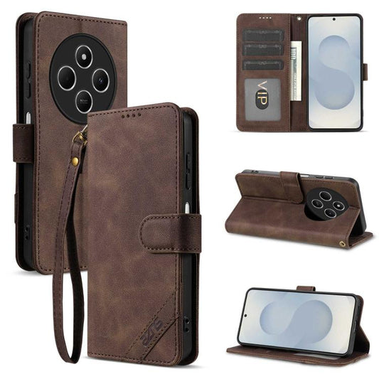 AZNS A2 Series Tri-Card Wallet RFID Vegan Leather Phone Case with Strap, For Redmi 14C/14R 5G/Poco C75 4G, For Redmi K80 Pro, For Redmi K80, For Redmi Note 14 5G, For Redmi Note 14 Pro+ 5G, For Redmi Note 14 Pro 5G