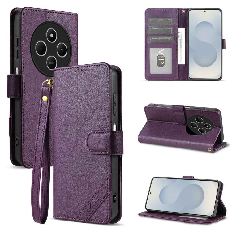 AZNS A2 Series Tri-Card Wallet RFID Vegan Leather Phone Case with Strap, For Redmi 14C/14R 5G/Poco C75 4G, For Redmi K80 Pro, For Redmi K80, For Redmi Note 14 5G, For Redmi Note 14 Pro+ 5G, For Redmi Note 14 Pro 5G