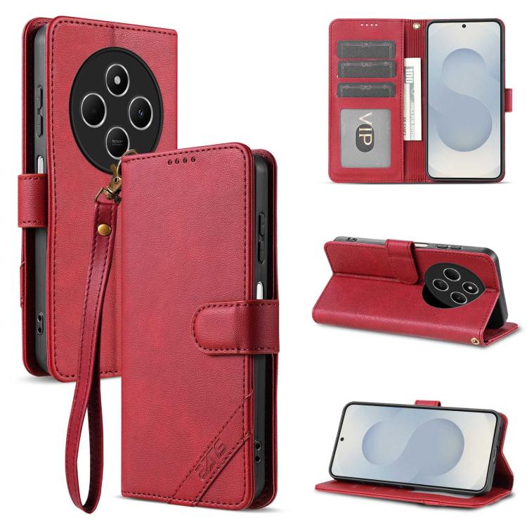 AZNS A2 Series Tri-Card Wallet RFID Vegan Leather Phone Case with Strap, For Redmi 14C/14R 5G/Poco C75 4G, For Redmi K80 Pro, For Redmi K80, For Redmi Note 14 5G, For Redmi Note 14 Pro+ 5G, For Redmi Note 14 Pro 5G