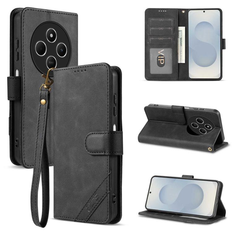 AZNS A2 Series Tri-Card Wallet RFID Vegan Leather Phone Case with Strap, For Redmi 14C/14R 5G/Poco C75 4G, For Redmi K80 Pro, For Redmi K80, For Redmi Note 14 5G, For Redmi Note 14 Pro+ 5G, For Redmi Note 14 Pro 5G