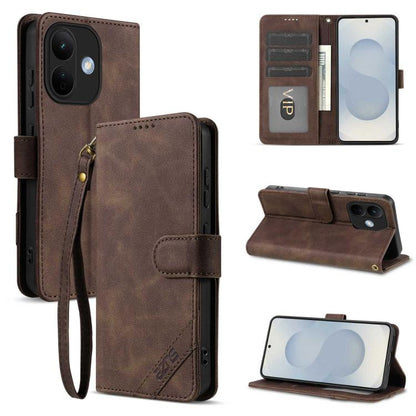 AZNS A2 Series Tri-Card Wallet RFID Vegan Leather Phone Case with Strap, For Redmi Note 17 Pro 5G Global 163mm, For Redmi Note 17 5G/4G Global 171mm, For Redmi A7 Pro 4G/5G 171mm/Poco C85x 5G, For Redmi 15a 5G/R70/R70m                                  ...
