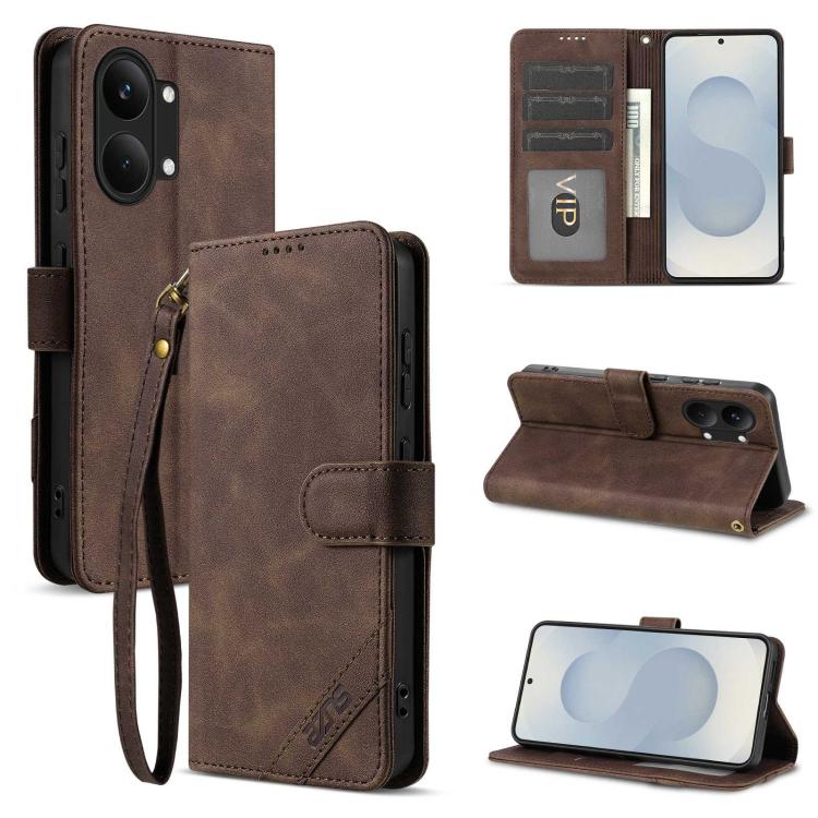 AZNS A2 Series Tri-Card Wallet RFID Vegan Leather Phone Case with Strap, For Redmi Note 17 Pro 5G Global 163mm, For Redmi Note 17 5G/4G Global 171mm, For Redmi A7 Pro 4G/5G 171mm/Poco C85x 5G, For Redmi 15a 5G/R70/R70m                                  ...
