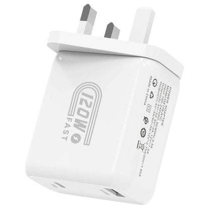 Chargeur rapide double interface USB et Type-C 120 W HX119, prise UE, prise UK, prise US