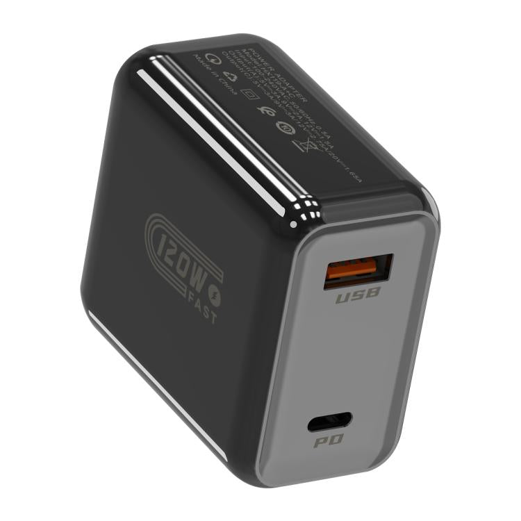Chargeur rapide double interface USB et Type-C 120 W HX119, prise UE, prise UK, prise US