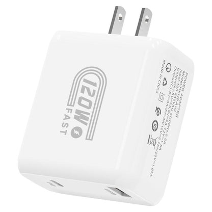 Chargeur rapide double interface USB et Type-C 120 W HX119, prise UE, prise UK, prise US