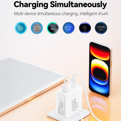 Chargeur rapide double interface USB et Type-C 120 W HX119, prise UE, prise UK, prise US