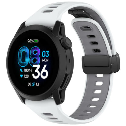 Foldable Magnetic Clasp Two Color Silicone Watch Band, 22mm